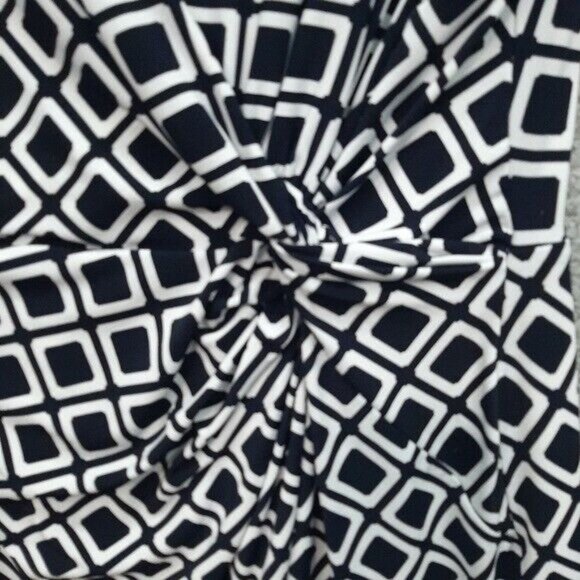 Lauren Ralph Lauren Geometric Print Knot Front Dress Size 12 Navy White - Picture 2 of 7